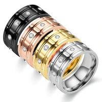 2021 trendy cross stainless steel zircon ring ten round crystal stone titanium ring engagement wedding fashion jewelry for women