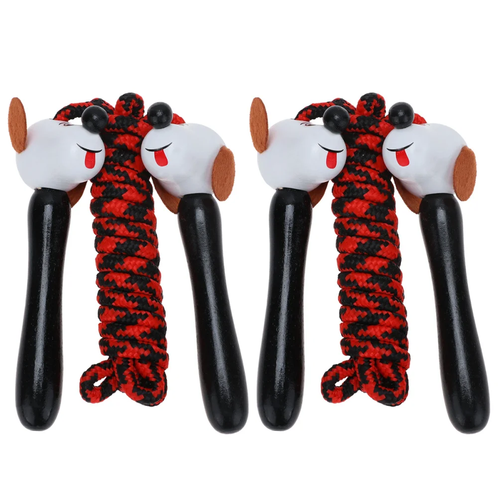

2PCS Skipping Rope Cartoon Pattern Wood Handle Jump Rope Exercise Workout Fitness Equipment Tool for Students Sports Kids (T
