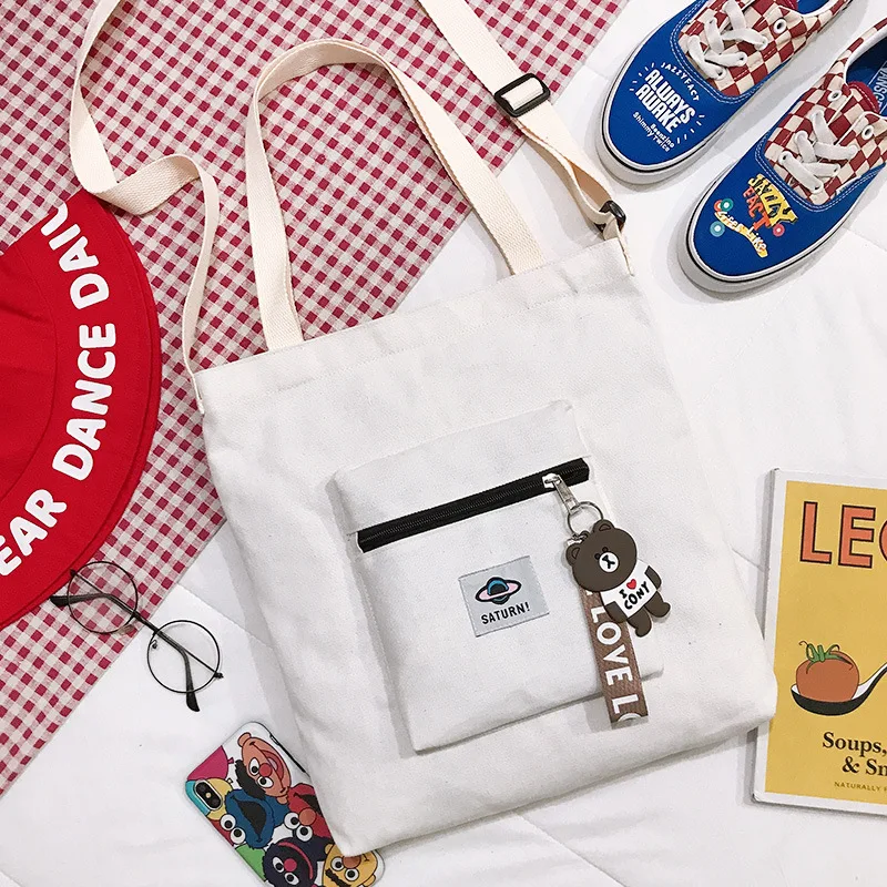 

New fashion women's one-shoulder canvas bag large capacity solid color student school bag travel portable messenger big bag