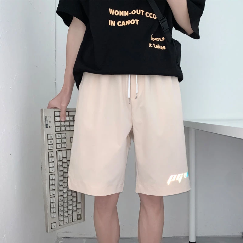 

shorts men summer printed five-point male trend reflective shorts male students loose casual Hong Kong version pants