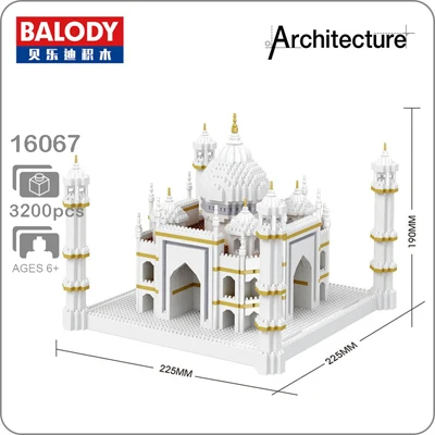 Taj Mahal Palace Balody архитектура Эйфелева башня белый дом Биг Бен Лувр алмаз 3D Строительные маленькие блоки игрушка здание съезда без коробки - Цвет: Taj Mahal Palace