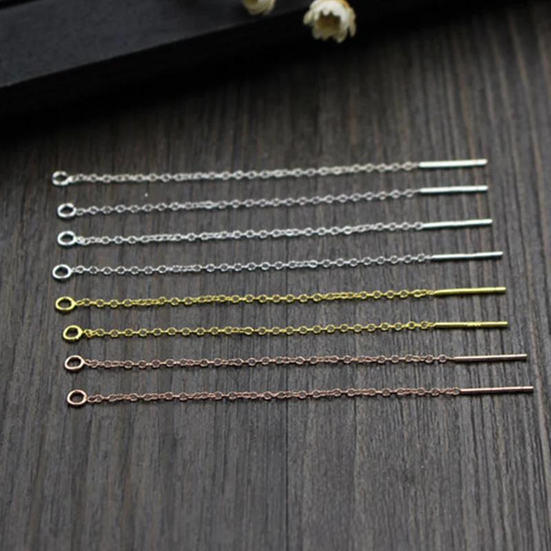 S925 Sterling Silver Long Tassel Chain Drop Sticker Dangle Drop Earrings Ear Line Chain for DIY Jewelry Making Accessories