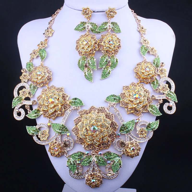 Ожерелье и серьги с 3D цветами ручная роспись|necklace earring set|earrings setfashion earrings set |