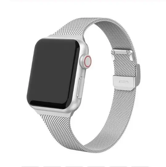Silver Серебряный ремешок для Apple Watch 5 Миланский Браслет 40 мм 44 i Phone 4 Series i Watch 2 3 1 полосы 38 мм 42 ремешок из нержавеющей стали - Цвет ремешка: Silver