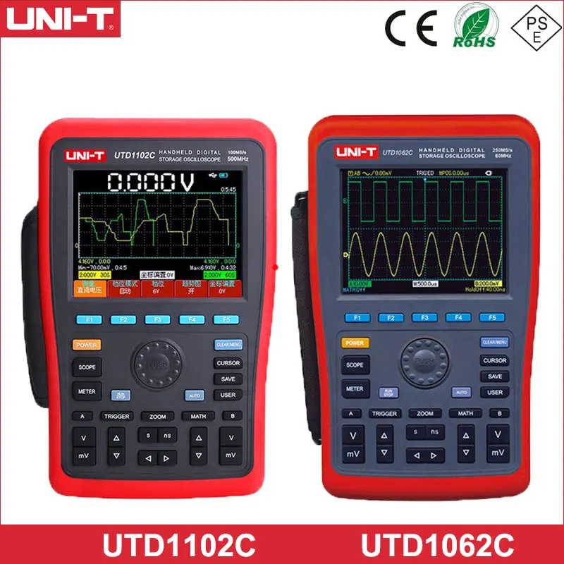 UNI-T UTD1062C UTD1102C Ручной цифровой осциллограф + генератор сигналов мультиметр с USB -