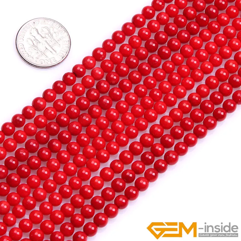 4mm Жемчужные круглые красные коралловые бусины, натуральные белые коралловые бусины, цветные бусины для рукоделия, свободные бусины для изготовления ювелирных изделий, 15 дюймов - Цвет: 4mm