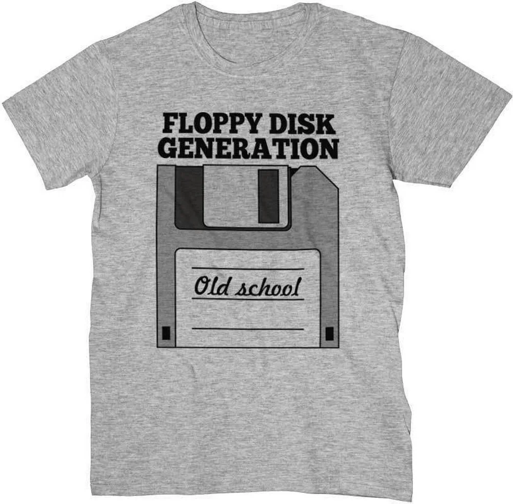 Футболка Floppy Disk Generation забавная серая футболка винтажная хлопковая с