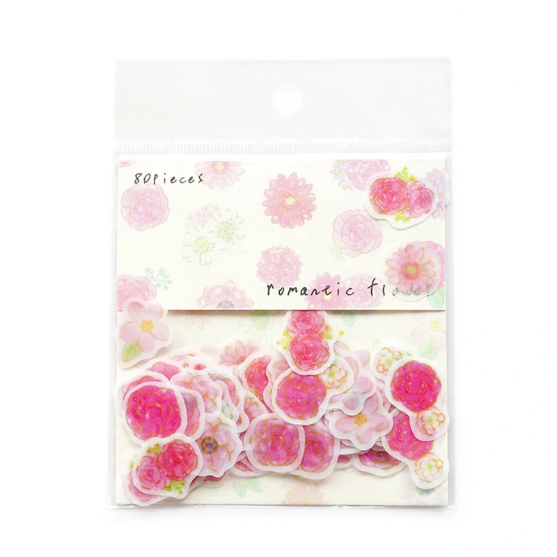 Rose 80 шт./упак. небольшой "Красивая с бронзовым цветочным принтом Стикеры сумка Справочник декоративные наклейки, дневник Стикеры s сумка шесть вариантов - Цвет: Rose