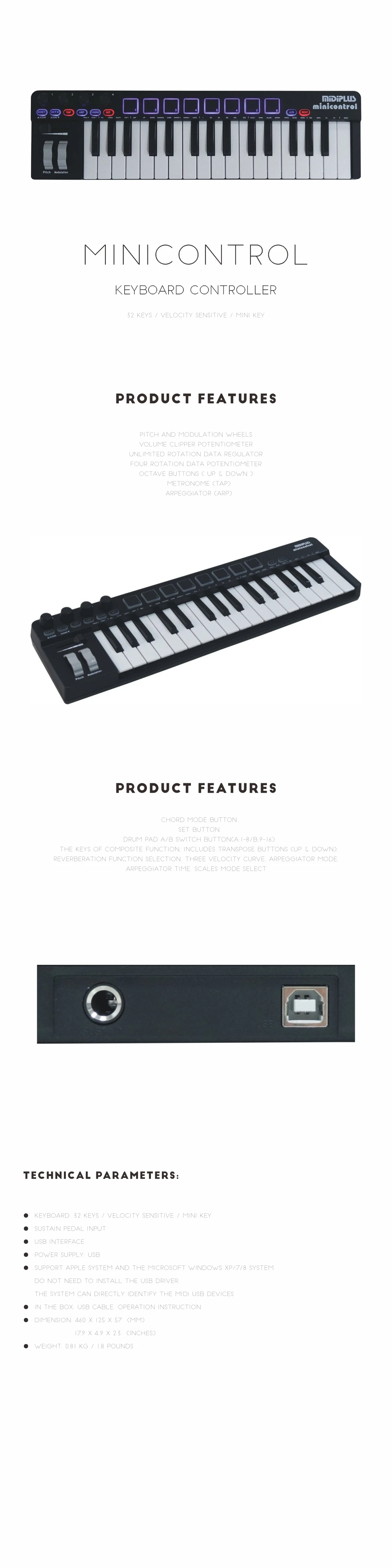 MIDIPLUS AKM320 миди клавиатуры пианино и барабанные колодки MIDI Контроллер 32-ключ мини ключ usb клавиатура