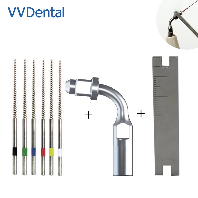 VVDental ED2 Endodontics Cleaning Tip With Double Opener Wrench And 6pcs Niti Files Compatible With SATELEC/ DTE/ GNATUS