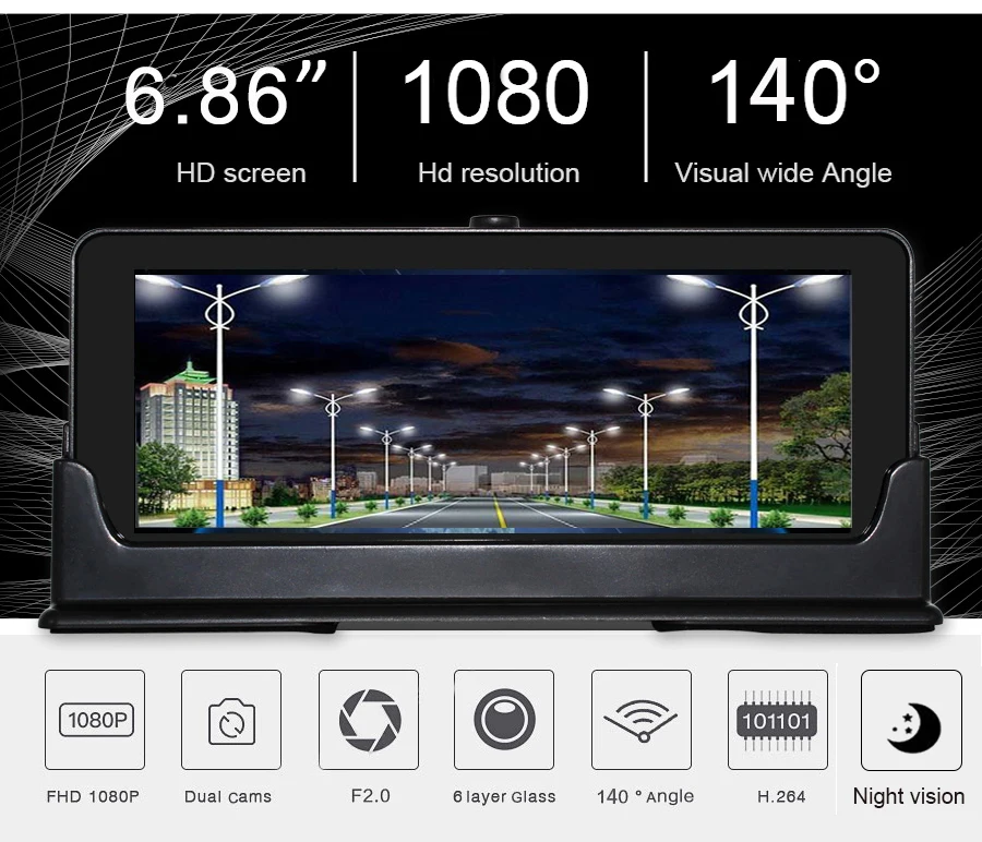 Автомобильный видеорегистратор Anfiite Android с зеркалом заднего вида, 4G, Bluetooth, gps навигация, автомобильная камера, видеорегистратор ADAS, видеорегистратор с sim-картой