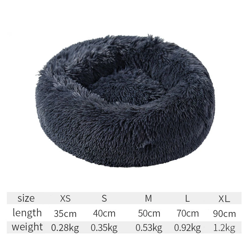 Dark gray Круглые плюшевые кошки кровать дом мягкая удобная Водонепроницаемая Нескользящая зимняя теплая пушистая кровать для щенка собаки кошки глубокий сон дышащая - Цвет: Dark gray