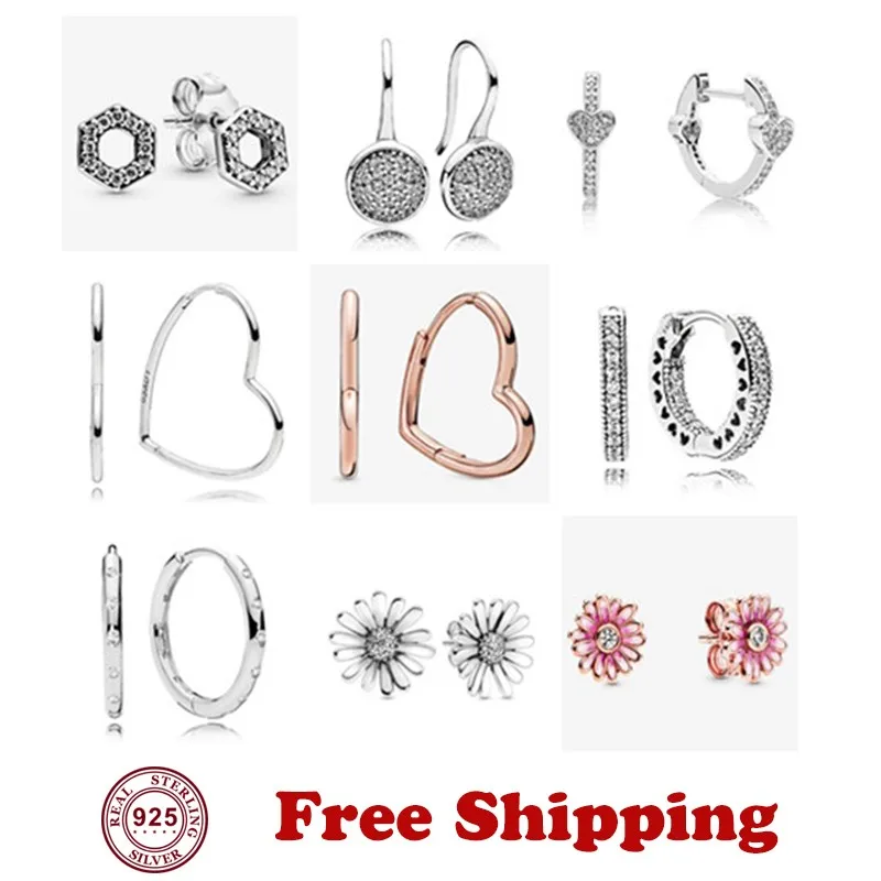 

2020 New 925 серьги Silver Pan Earrings Polished Crown O Daisy Pan Earrings For Women Wedding Gift Fashion Jewelry