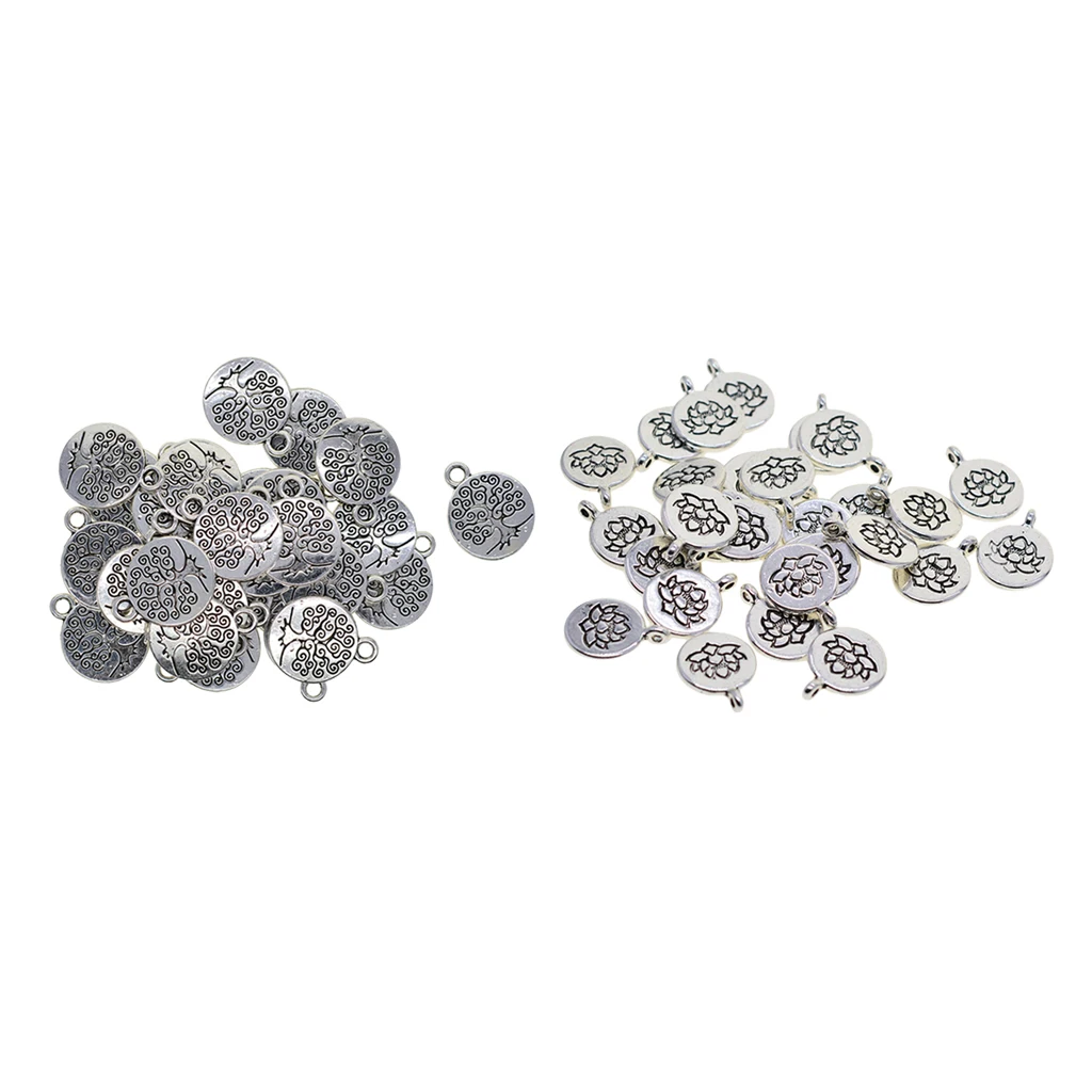 60 шт. тибетское серебро Цвет филигранные граненые Ом Йога Подвески DIY прелести