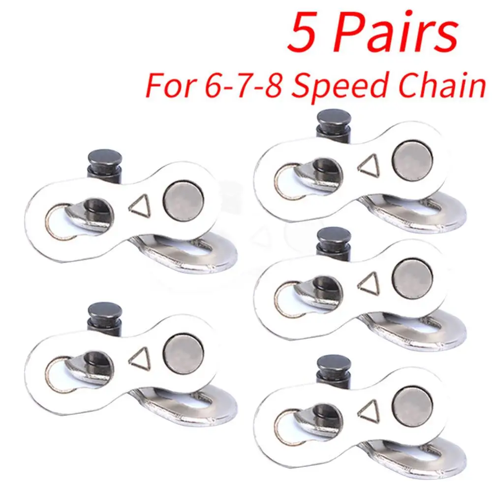 

5 Pairs of Bike Chain Quick links Mountain Bike Chain Missing Quick Connector to Connect Main link Speed is 6 7 8 9 10 11