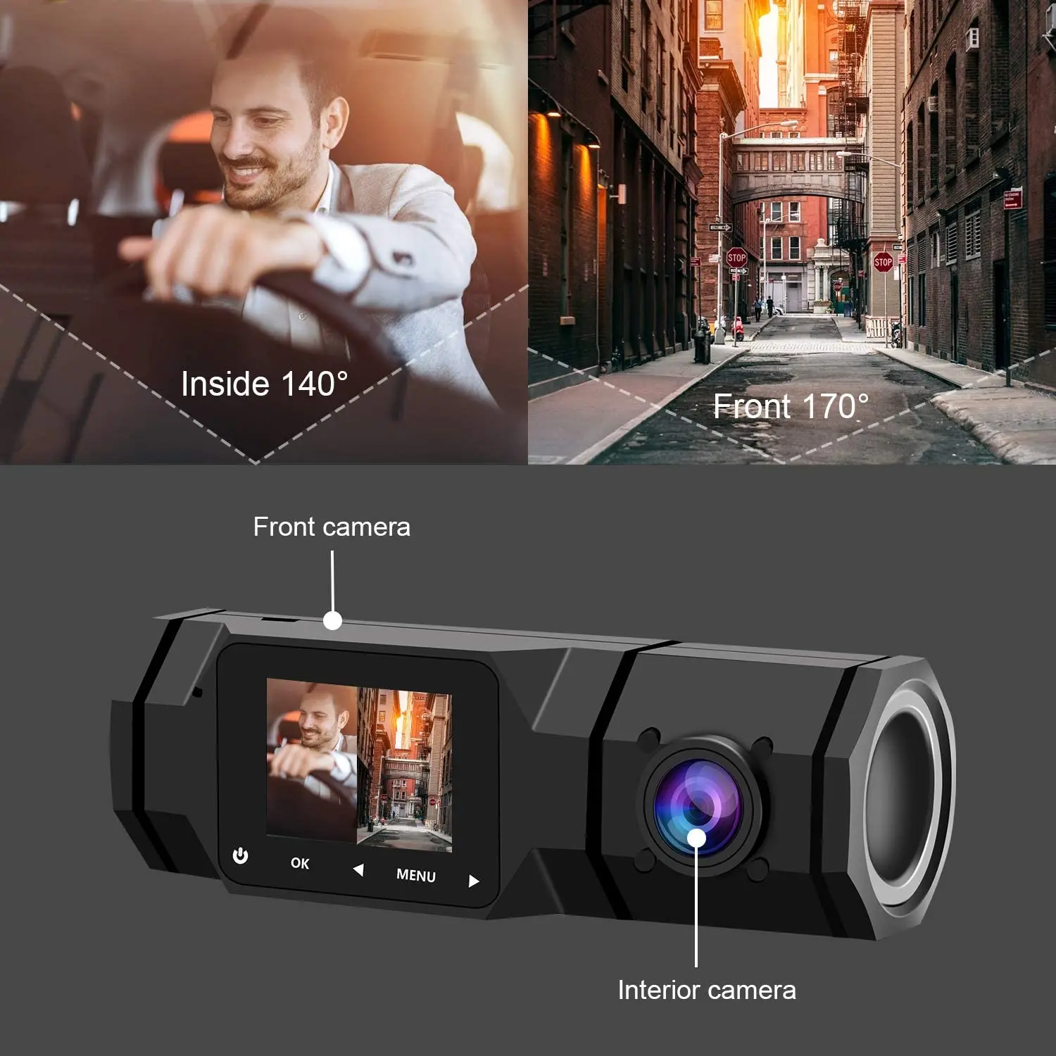 Car Video Recorder Dash Cam Dual Camera CAR DVR Vehicle Black Box Cabin Driving For Taxi Uber | Автомобили и мотоциклы