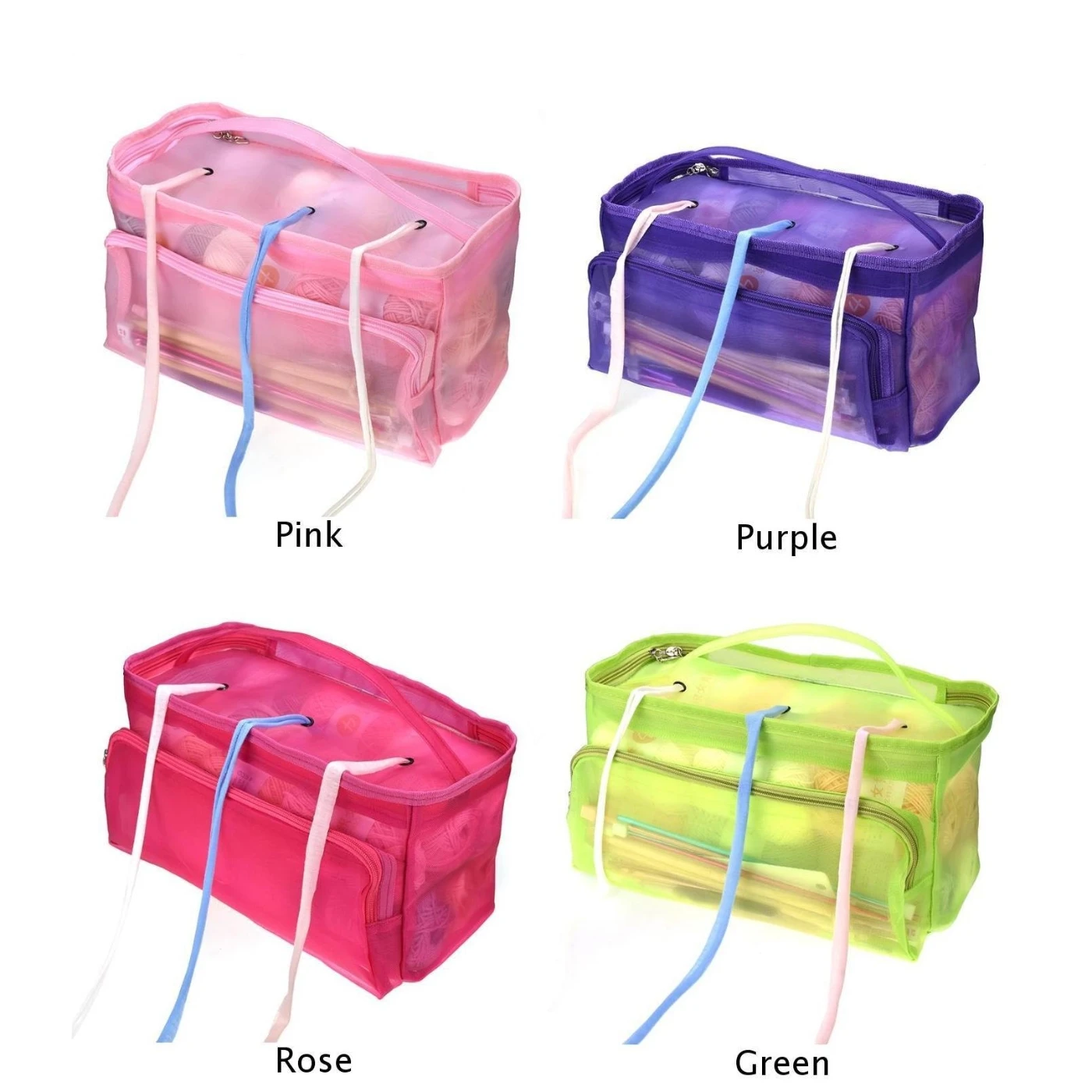 13.8*7.5*5.9 Inch Three Holes Mesh Storage Bag Case For Knitting Tools Woolen Yarn 3 Colors | Дом и сад