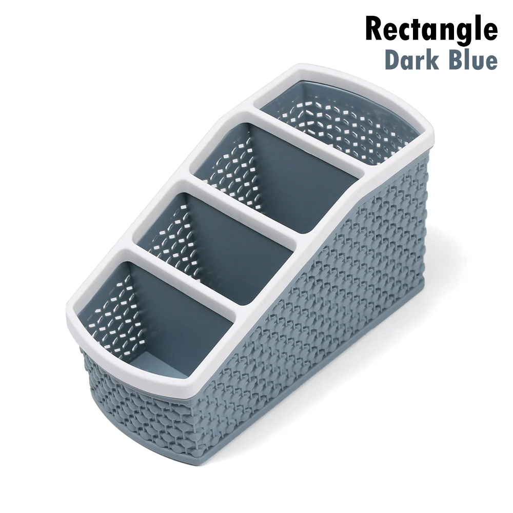 Rectangle Dark Blue 4 вида красочных шестигранных ручек для дома и офиса, держатель для карандашей и ручек для хранения косметики, коробка для хранения косметики, ящик для стола, Органайзер - Цвет: Rectangle Dark Blue