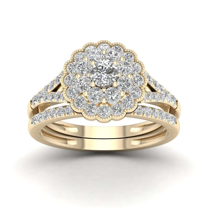 

Natural White 2.5 Carats Diamond Jewelry 14K Gold Ring for Women Vintage Flower Shape Bizuteria Gemstone Wedding Anillos De Ring