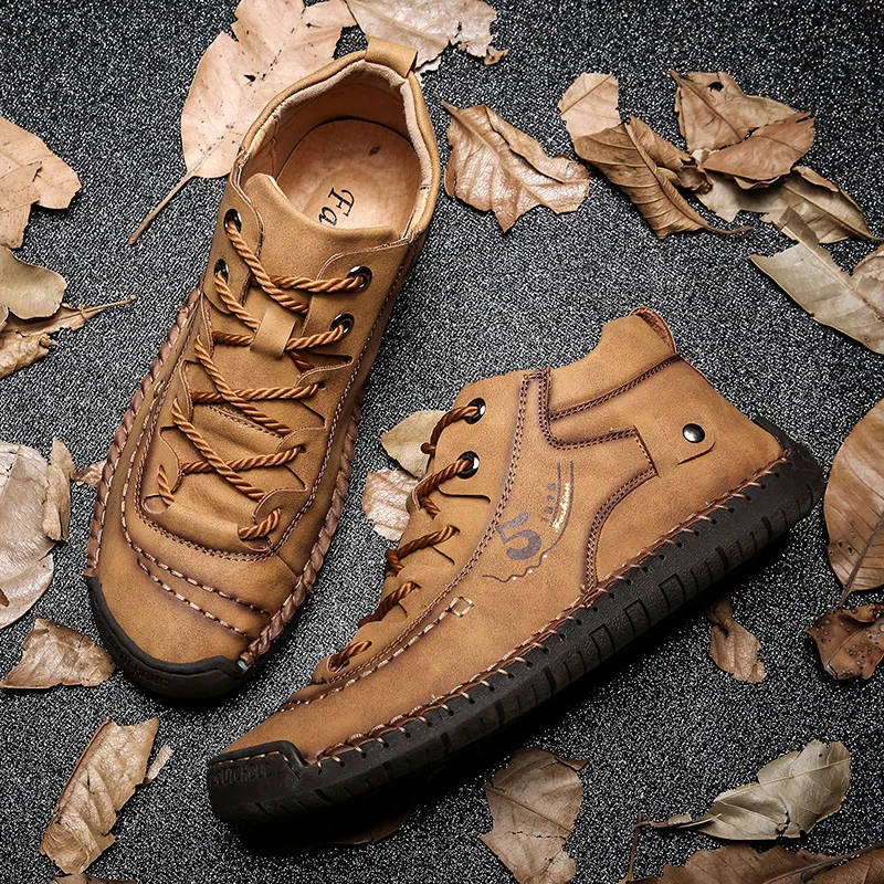 

Fashion Men Leather Boots Men's Warm Fur Snow Boots Winter Shoes High Quality Split Leather Comfortable Ankle Men Warm Boots