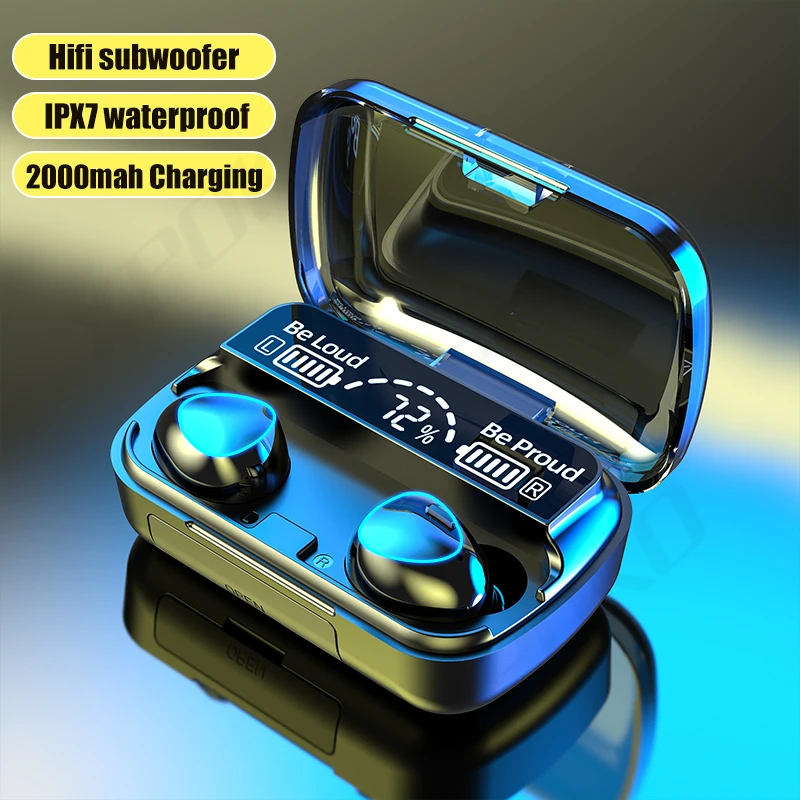 

TWS Bluetooth 5.1 Earphones 2000mAh Charging Box Wireless Headphone 9D Stereo Sports Waterproof Earbuds Headsets With Microphone