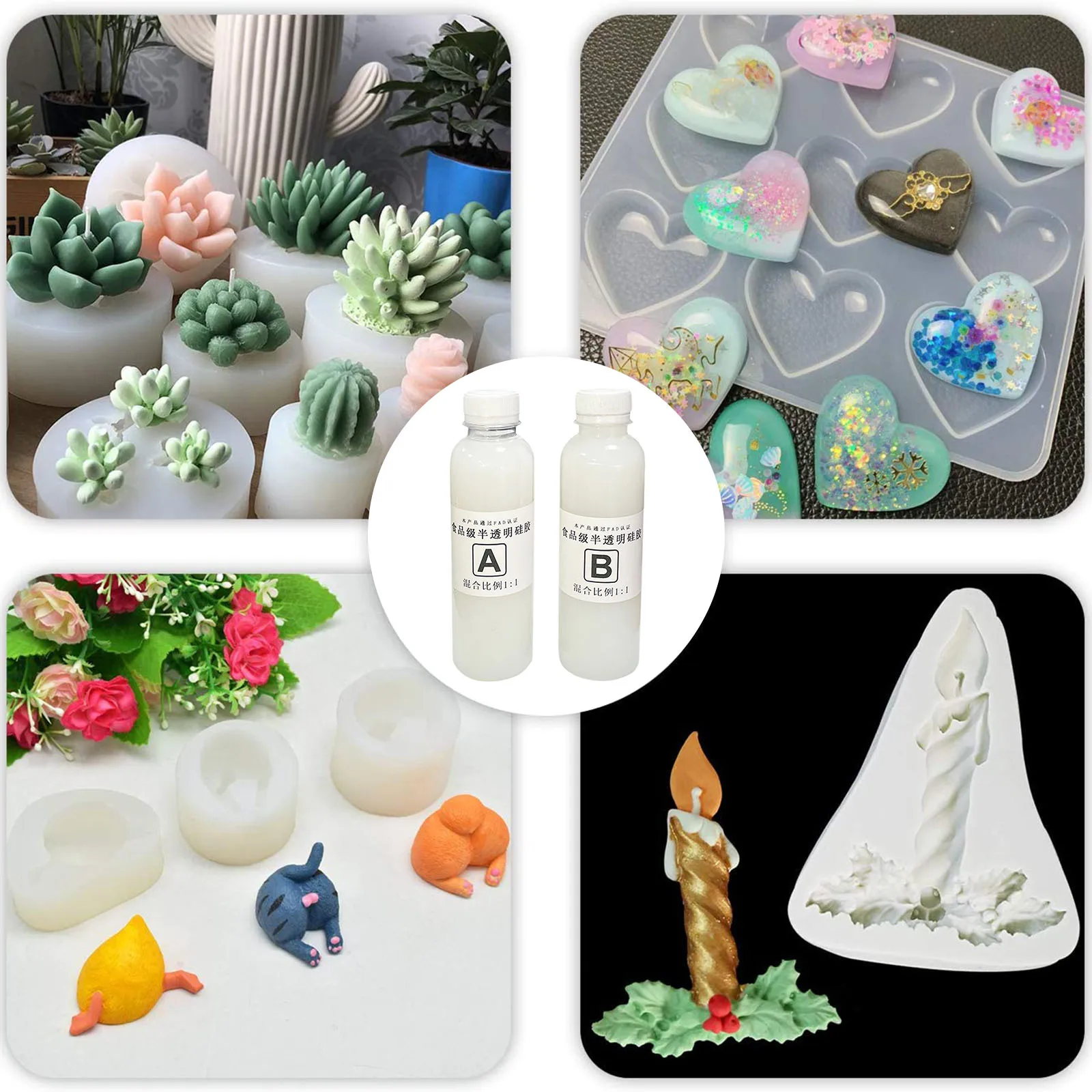 Набор силиконовых форм прозрачный силиконовый каучук жидкий каучук-1:1 для смолы
