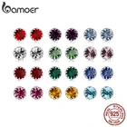 Серьги-гвоздики из серебра камень по дню рождения пробы с фианитами, 925 пробы