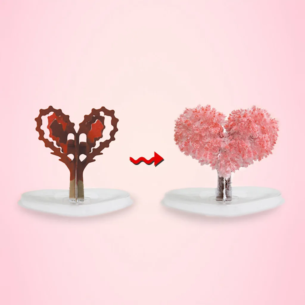 Цветущее бумажное дерево в форме сердца креативное цветное волшебное растущее