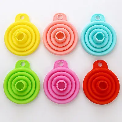 

Practical Gel Collapsible Foldable Funnel Hopper Kitchen Tools Heat Resistant Silicone Funnel for Cooking Use