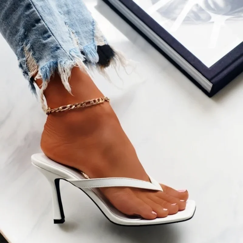 

2021 New High-heeled Shoes Heel Large Square Head Solid Color Pinch Toe Women's Shoes High Heel Women's Sandals Shoe for Women