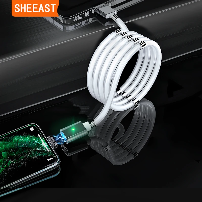 

Magnetic Cable Magic Rope Storage Magnet QC3.0 Fast Charging Micro USB Type C For iPhone Samsung Huawei Xiaomi 3 In 1 Data Cable