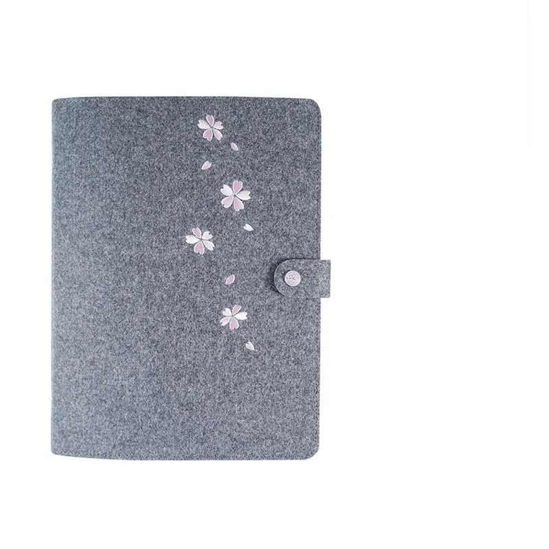 Cherry Fastener Gray Фетровая Обложка для ноутбука офисная тетрадь B5 большой блокнот планировщик ежедневных заметок многоразовые блокноты бизнес Канцтовары на заказ - Цвет: Cherry Fastener Gray