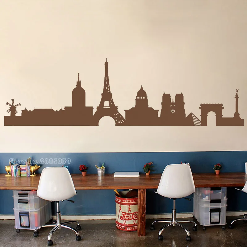 Наклейки на стену с изображением Парижского города виниловые обои Эйфелевой