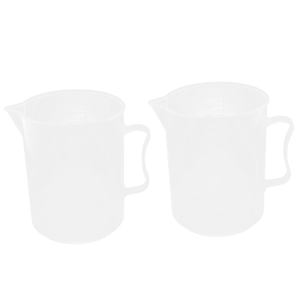 

2 Piece 1000ml Plastic Graduated Beaker Liquid Measuring Cup Jug with Handle