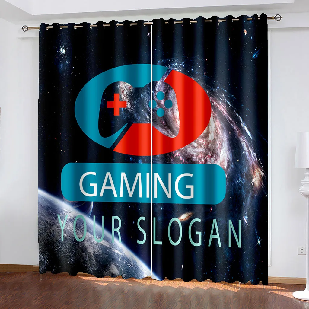 

Gamepad Color Printing Blackout Living Room Curtains, Home Decoration Bedroom Curtains Biparting Open Cortina De Ventana