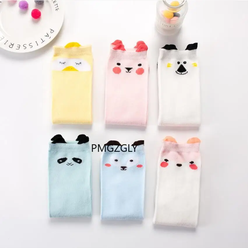 Calcetines largos hasta la rodilla con estampado de animales para ni&ntilde;os y ni&ntilde;as, calcet&iacute;n de algod&oacute;n con dise&ntilde;o de zorro y gato, bonitos dibujos animados-1