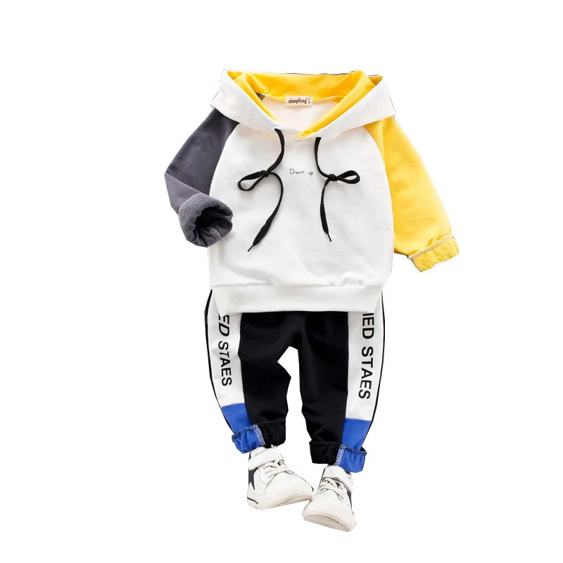 

Толстовка с капюшоном с длинными рукавами в стиле пэчворк; Комплект повседневной одежды для маленьких мальчиков; Детская одежда; Детский пу...