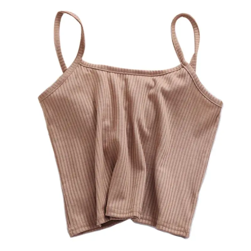 

Women Sleeveless Cropped Tank Top Ribbed Knit Solid Color Slim Basic Camis Vest A69C