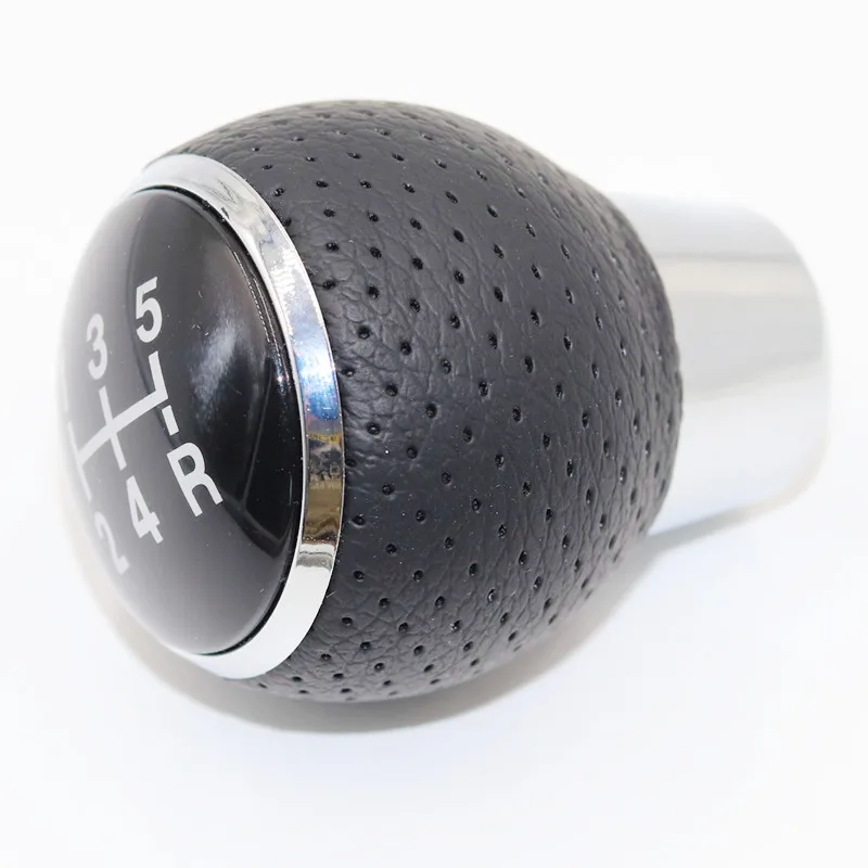 Автомобильный 5/6 Скорость черные кожаные шестерни Head рукоятка рычага