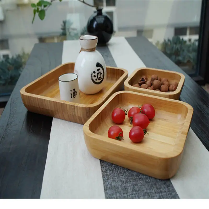 Квадратная чаша из цельного дерева кухонные аксессуары 4 вида чаш для еды