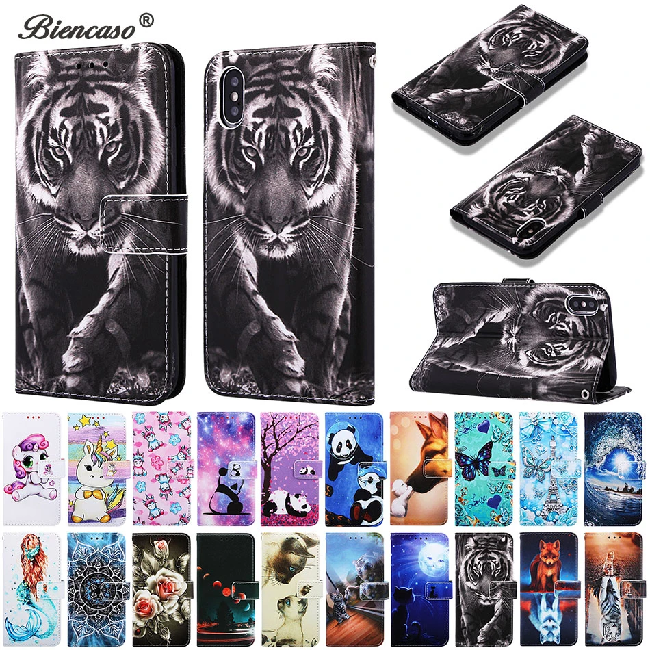 Чехол для iPhone 11 Pro Max Caps С Рисунком Тигра и панды, флип-чехол со слотом для карт, чехол для iPhone XR X XS 6 6S 7 8 Plus 8 Plus, чехол Fundas