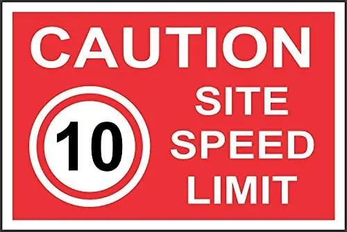 

Funny Wall Art Vintage Looking Metal Sign 8X12,Caution Site Speed Limit 10 Mph for Office Company School Hotel