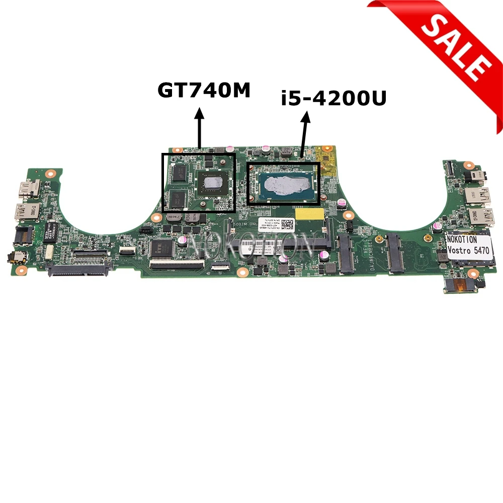 

NOKOTION CN-02TK7V 02TK7V 2TK7V DAJW8CMB8E1 для Dell Vostro 5470 материнская плата для ноутбука с i5-4200U CPU + GT740M