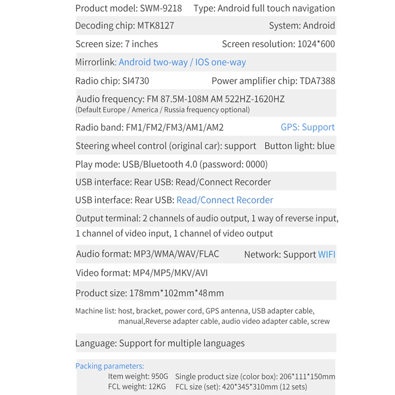 

Hcool 2 Din Car Radio GPS For Android Auto Car Bluetooth MP5 Player Radio Autoradio Multimedia Driving Recorder Radio Double Din