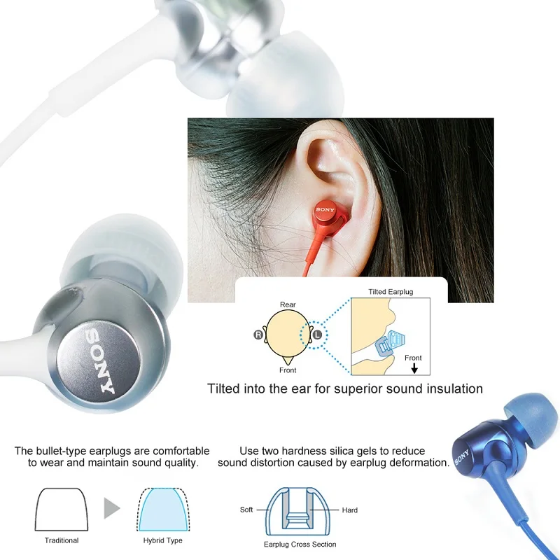 original sony mdr ex255ap headphone 3 5mm wired earbuds music earphone headset hands free with mic for xiaomi huawei smart phone free global shipping