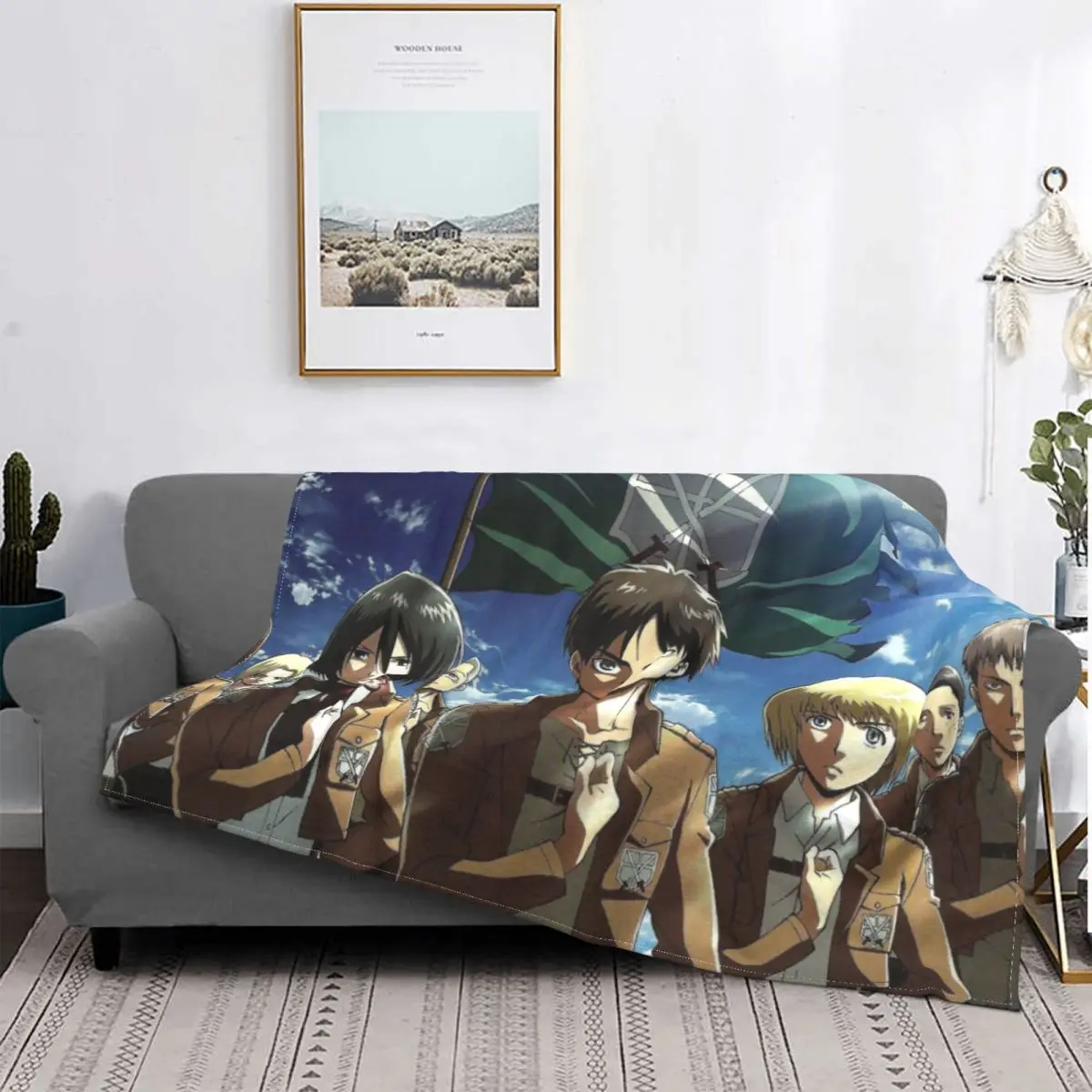 

Одеяло для подростков из аниме «атака на Титанов» Эрена джагера, Фланелевое украшение, портативное домашнее покрывало для темноты