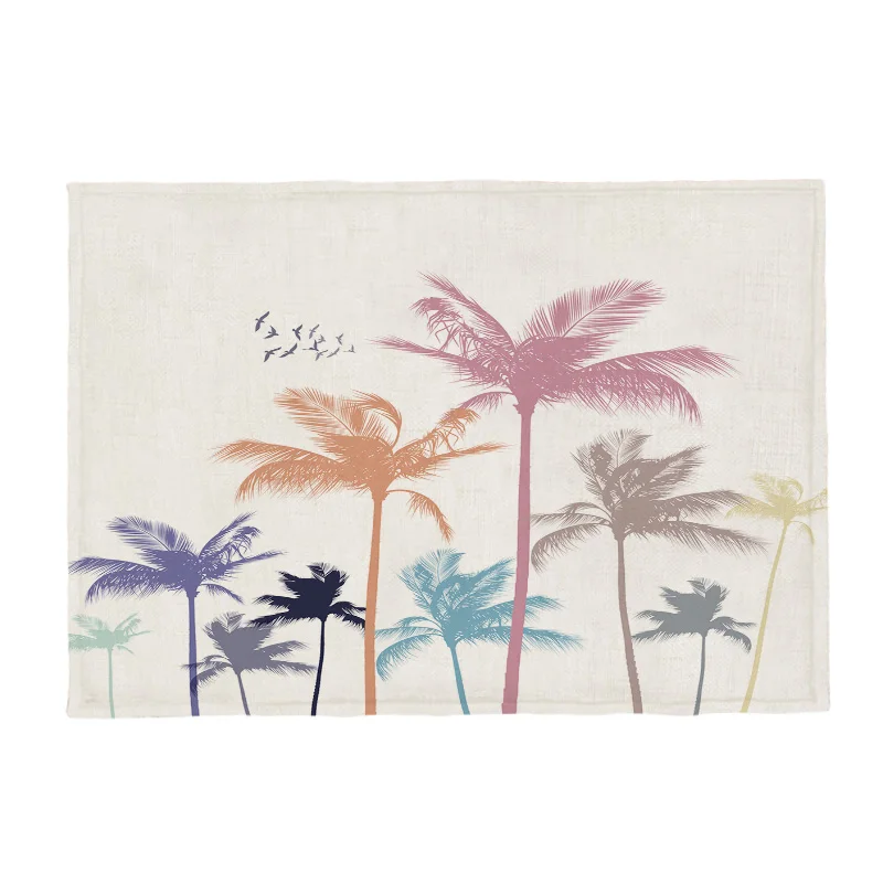 Customized Luxury Placemat Color Coconut Tree Clouds Scenery Tablecloth Home Decoration Polyester Linen 42 * 32Cm Table Cover | Дом и сад