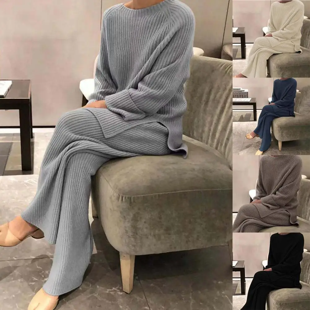 

Popular Women Outfit Round Neck Autumn Winter Pullover Pants Knitting Loose Pullover Pants for Sports Pullover Trousers