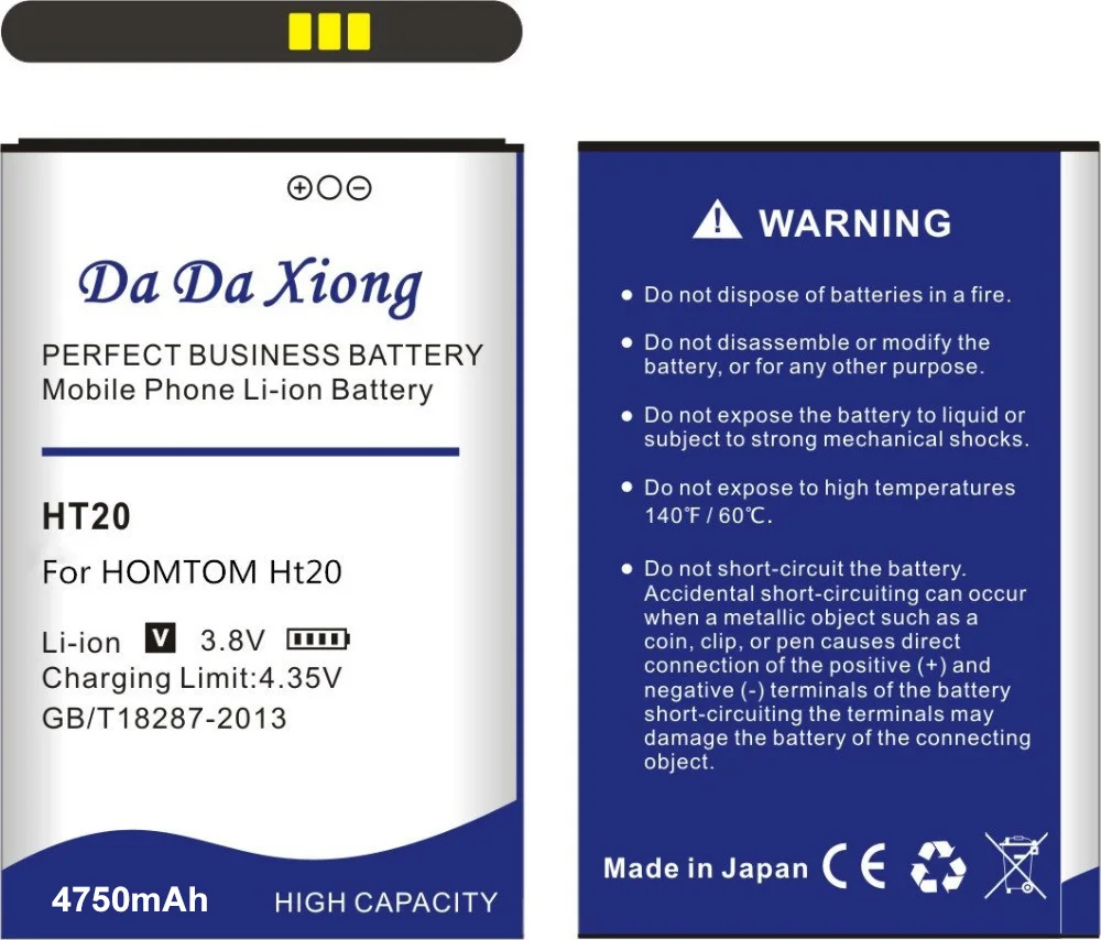 Da Xiong HT20 аккумулятор 4750 мАч аккумулятор для HOMTOM HT20/HOMTOM HT20 Pro батареи