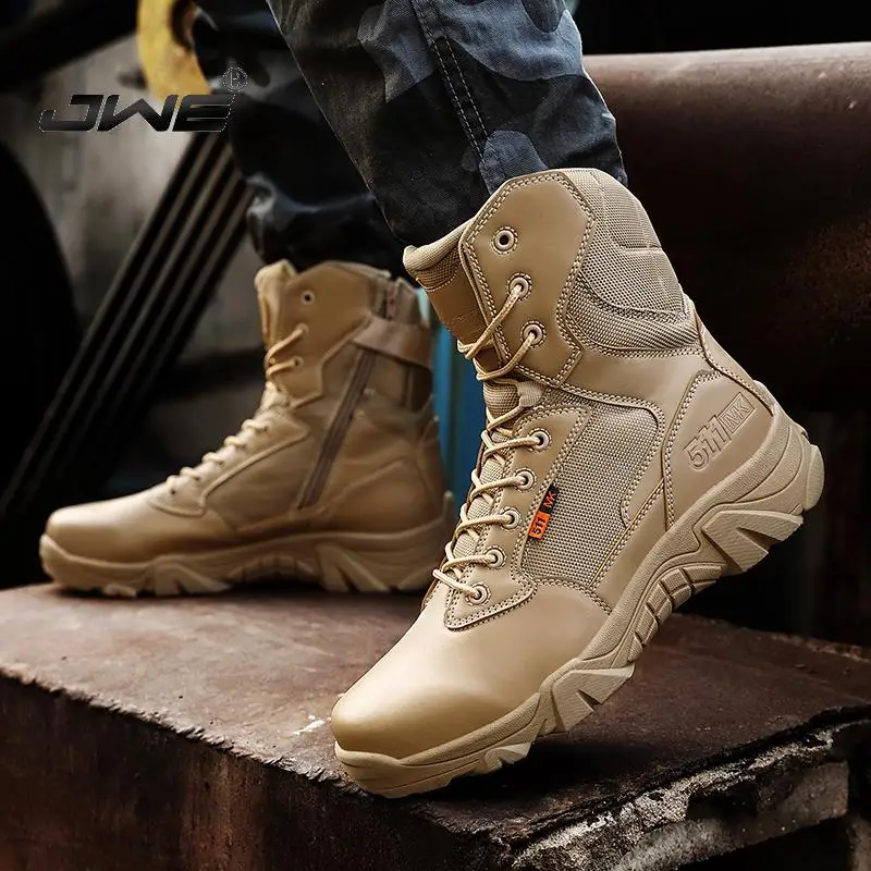 

Fashion Men's Military Boots High-top Tactical Boots With Zipper Outdoor Anti-collision Non-slip Wear-resistant Hiking Shoes XL